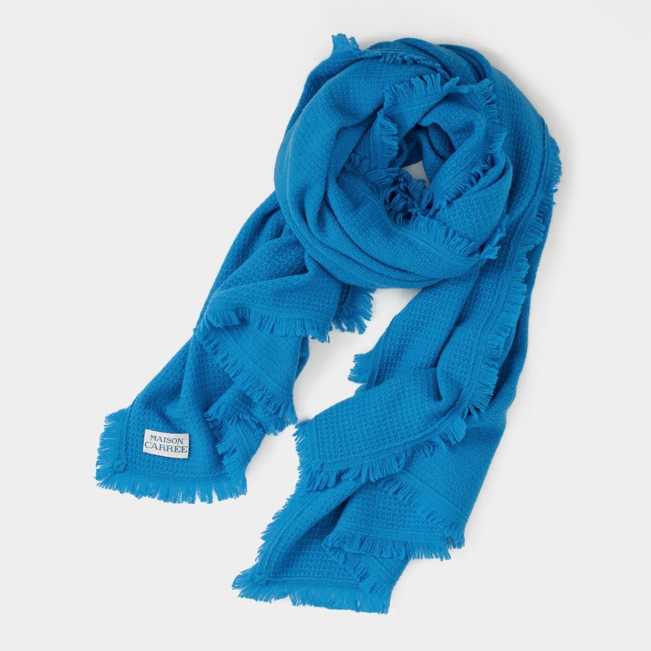 CASHMERE FRINGE STOLE<BR>TURQUOISE