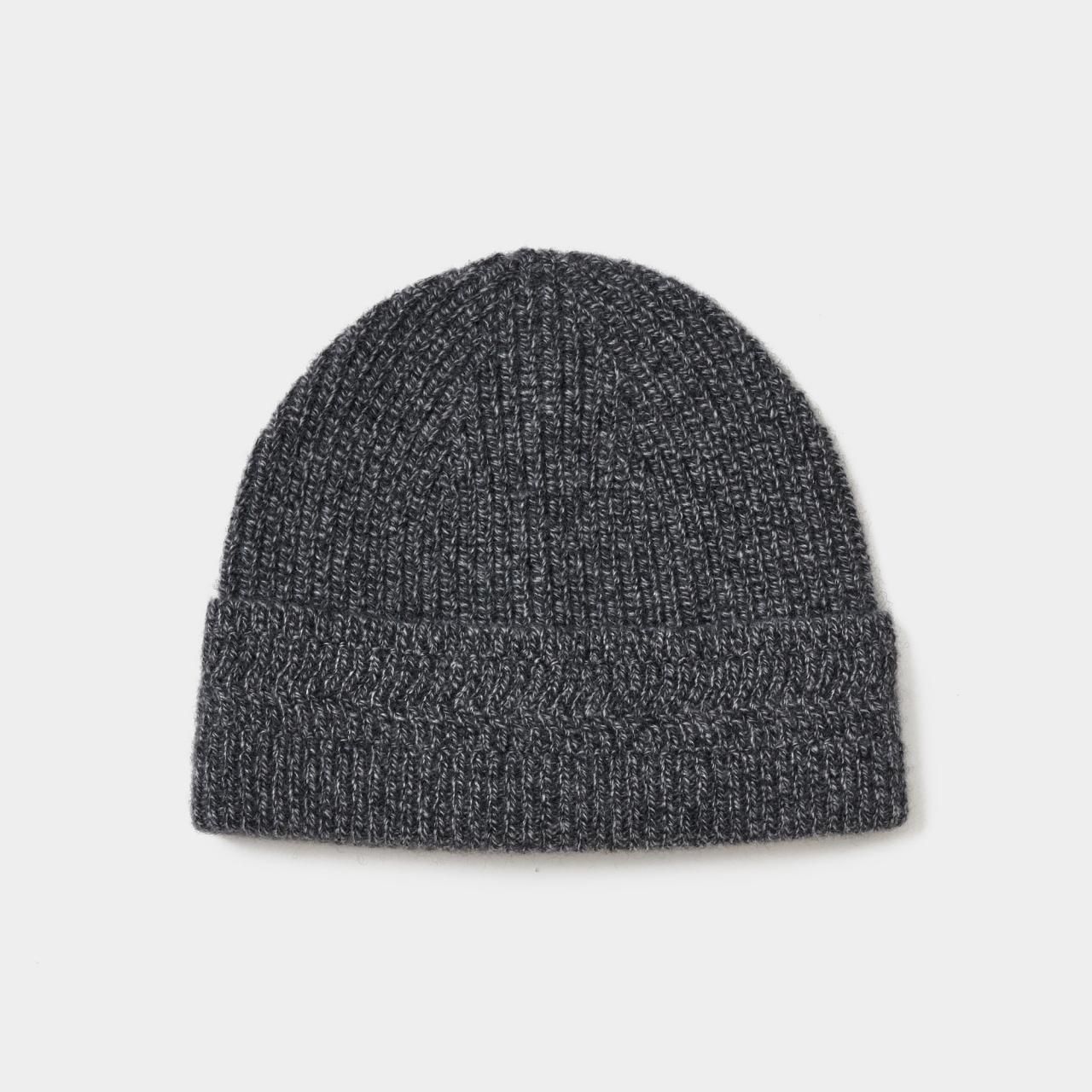 CASHMERE BEANIEBLACK MELANGE - maisoncarree