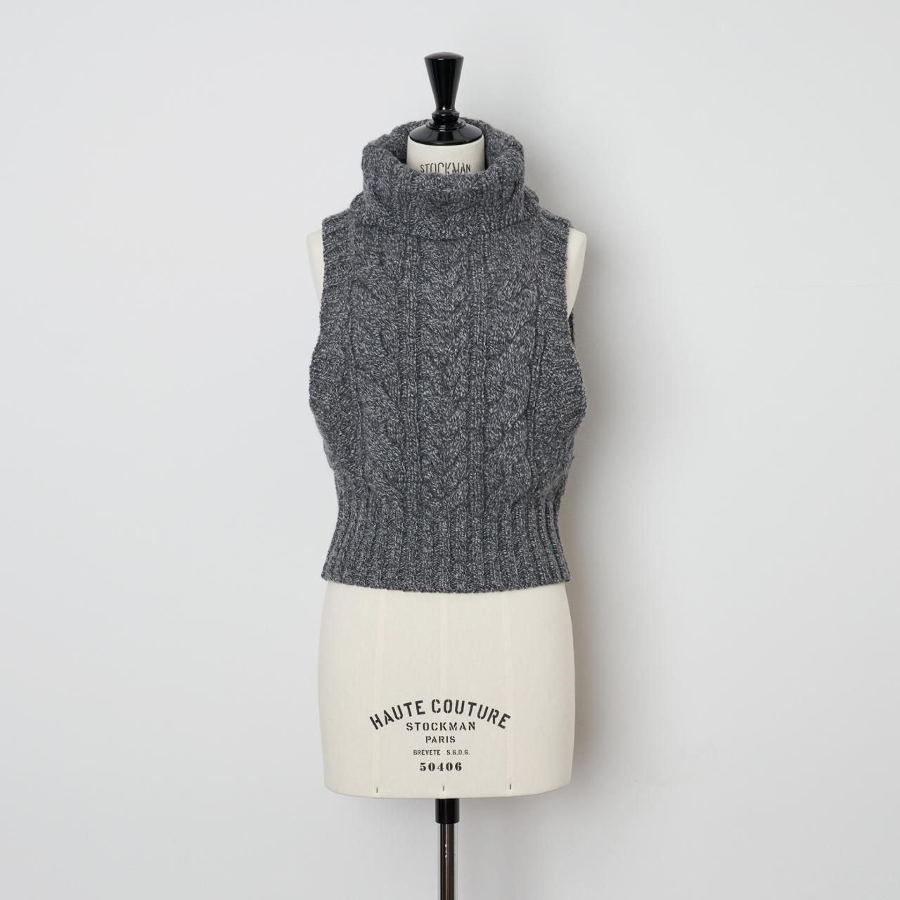 ARAN MINI VEST<BR>GREY