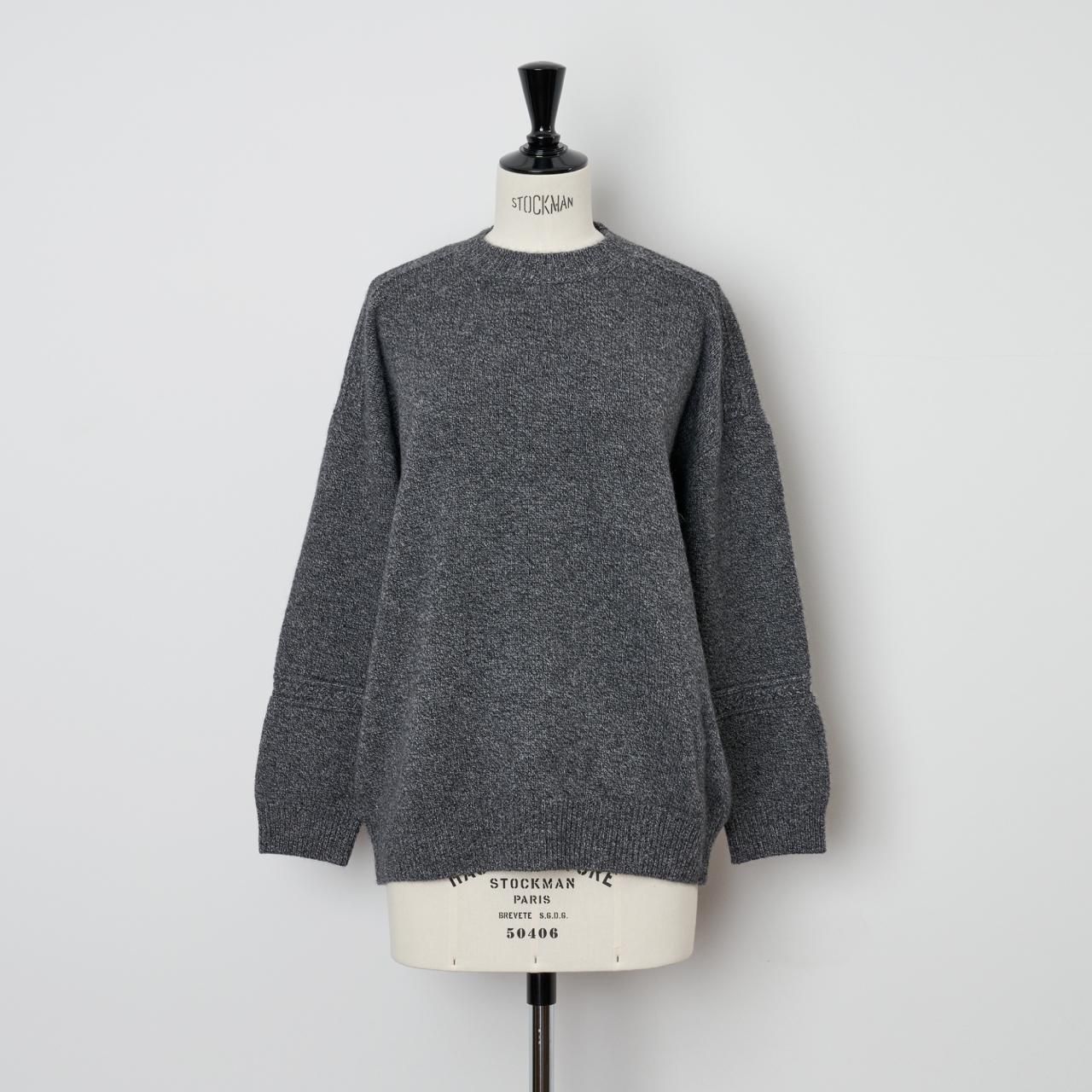 CASHMERE CABLE KNITBLACK MELANGE - maisoncarree