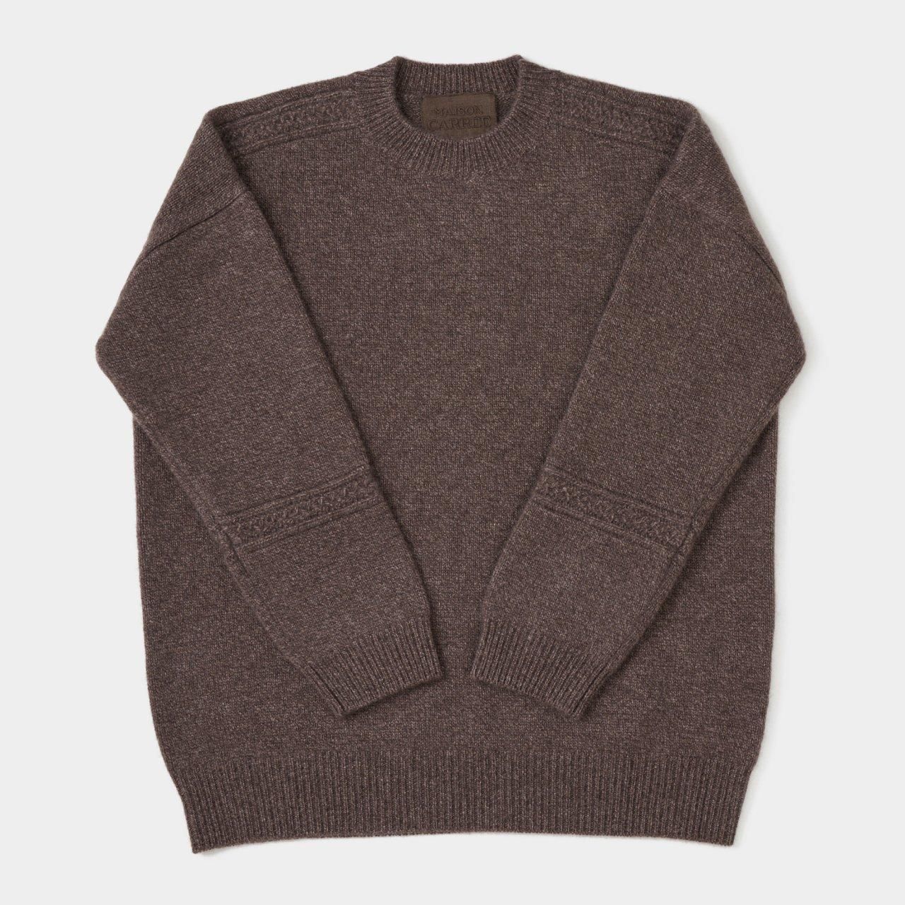CASHMERE CABLE KNITKHAKI MELANGE - maisoncarree CASHMERE CABLE KNITKHAKI MELANGE - maisoncarree
