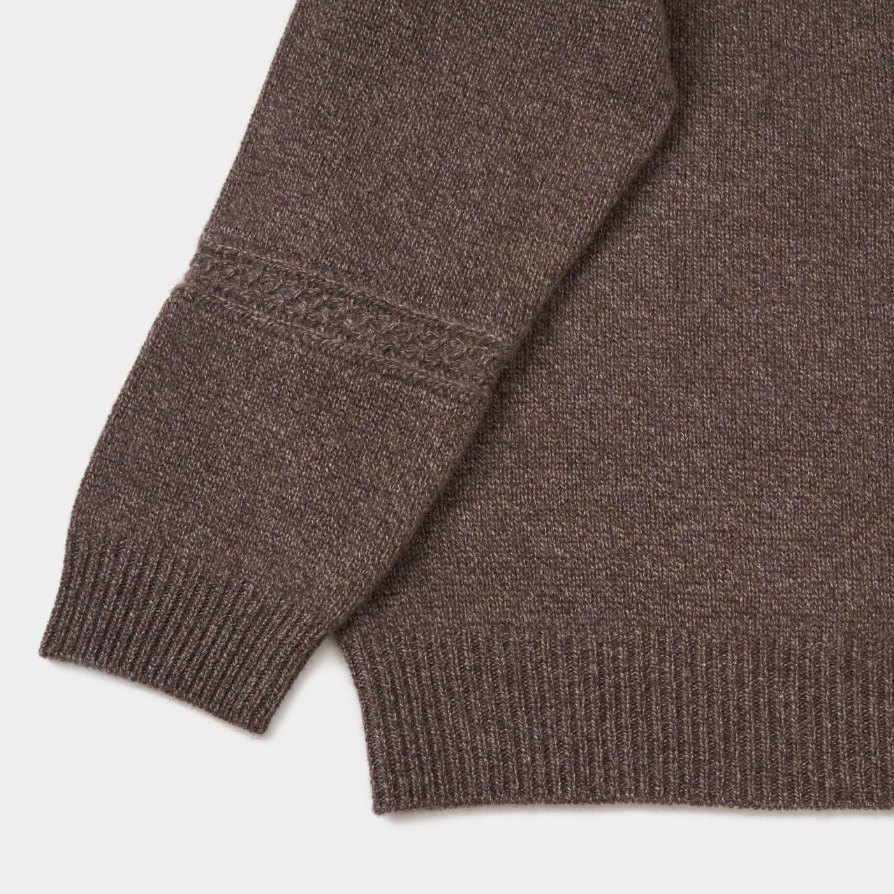 CASHMERE CABLE KNITKHAKI MELANGE - maisoncarree