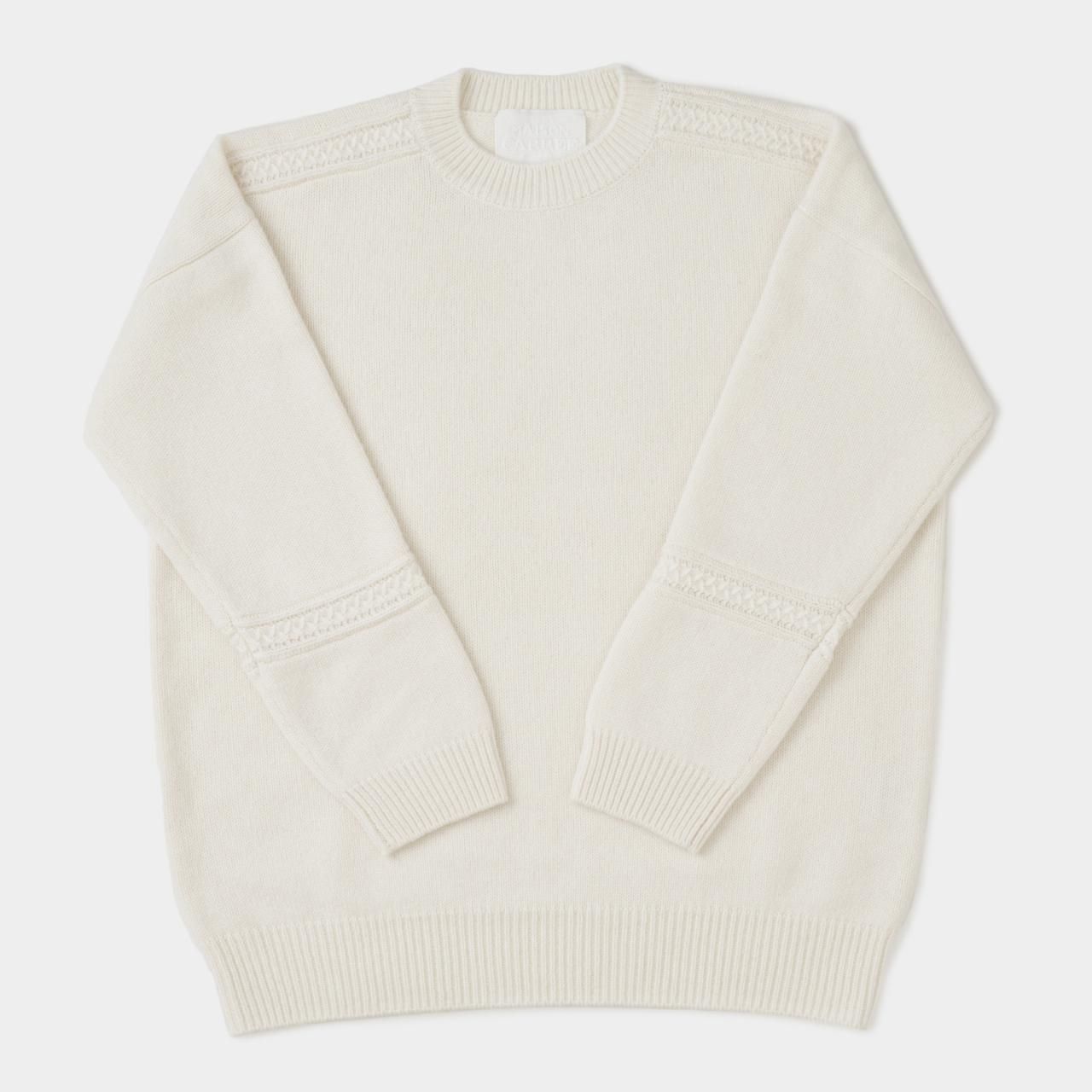 CASHMERE CABLE KNIT<BR>WHITE