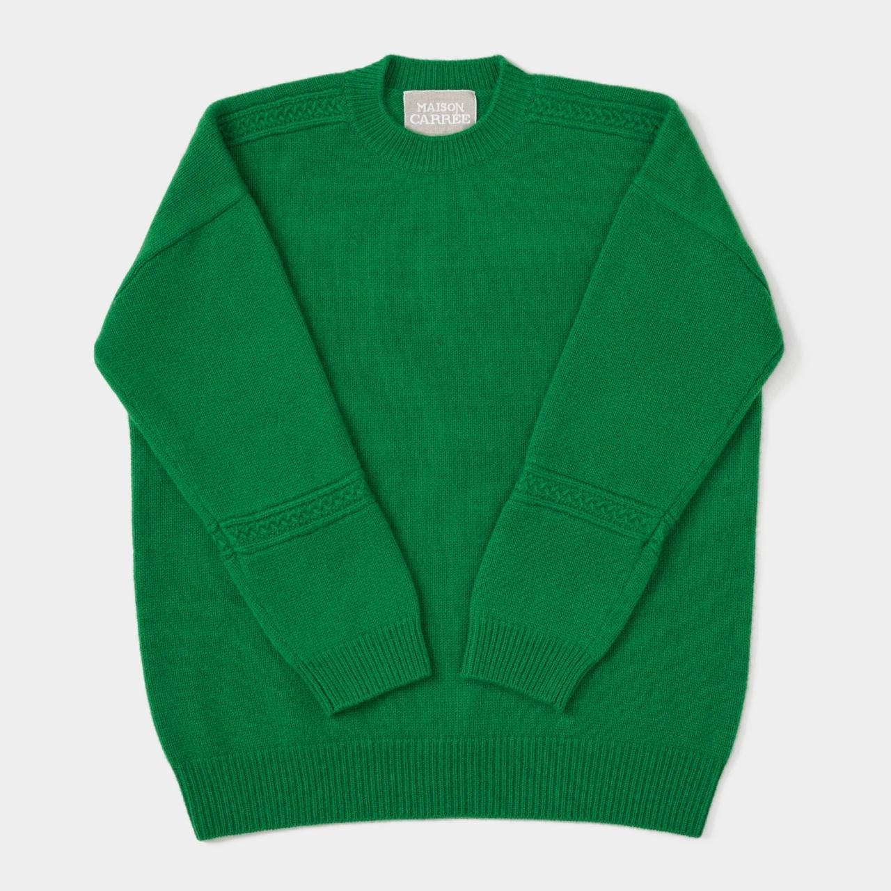 CASHMERE CABLE KNIT<BR>GREEN