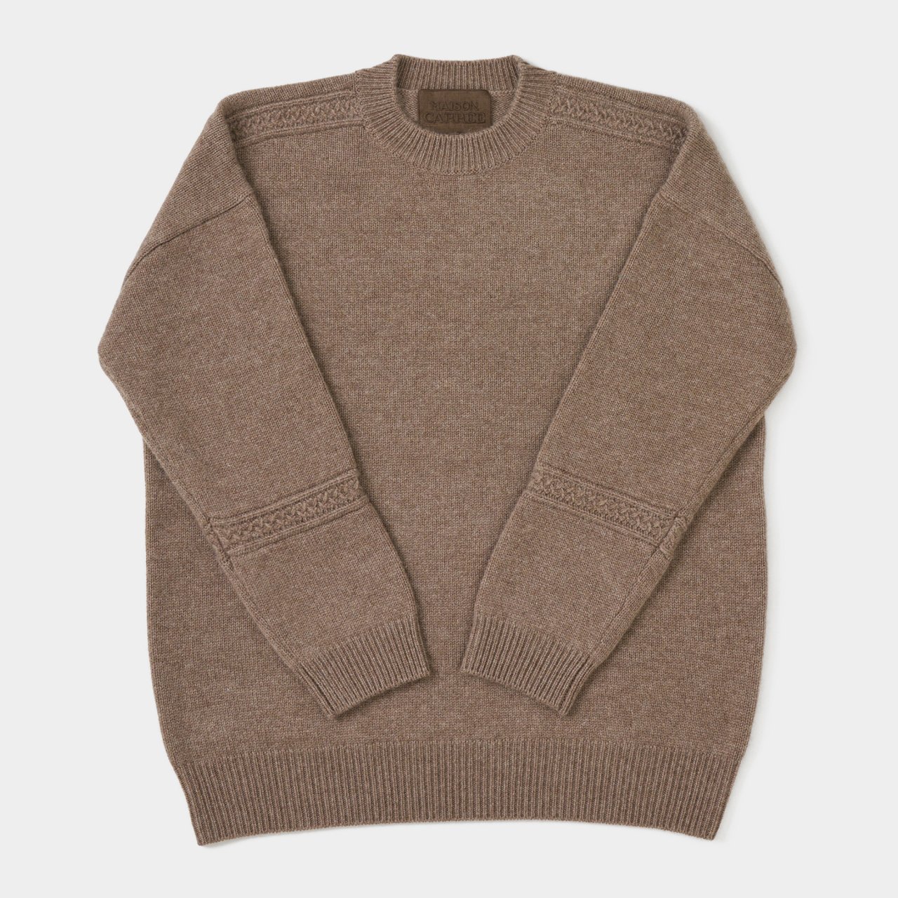 CASHMERE CABLE KNIT<BR>SAND BEIGE