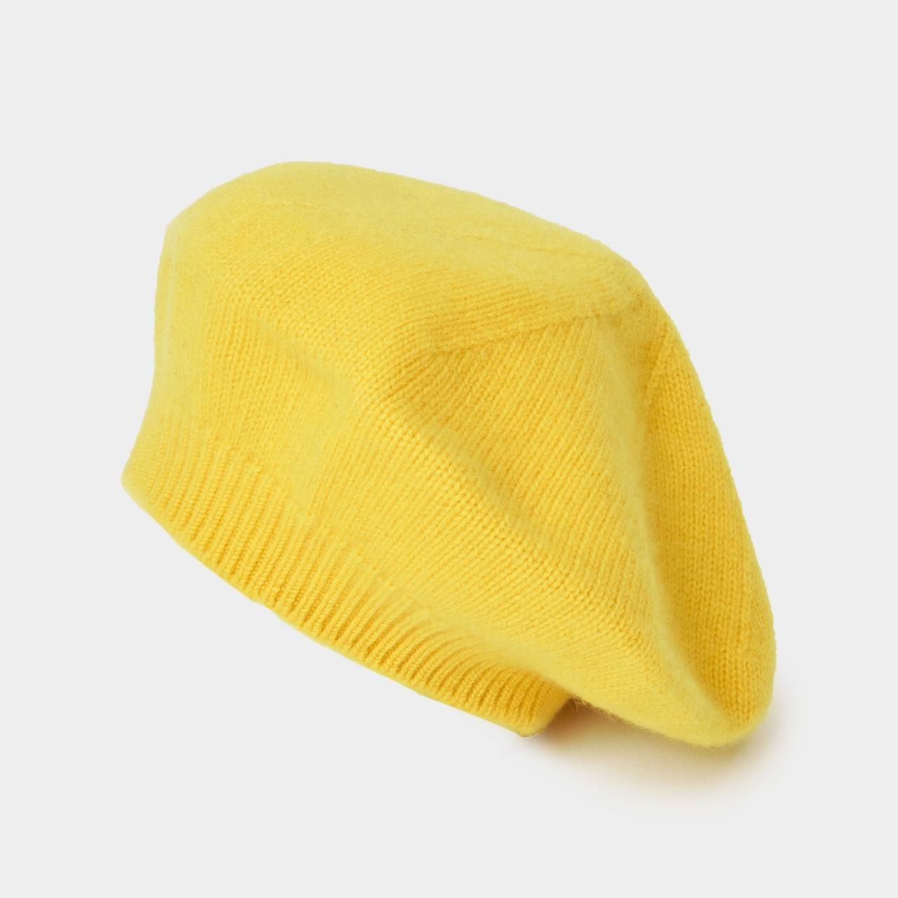 CASHMERE  BERET<BR>YELLOW