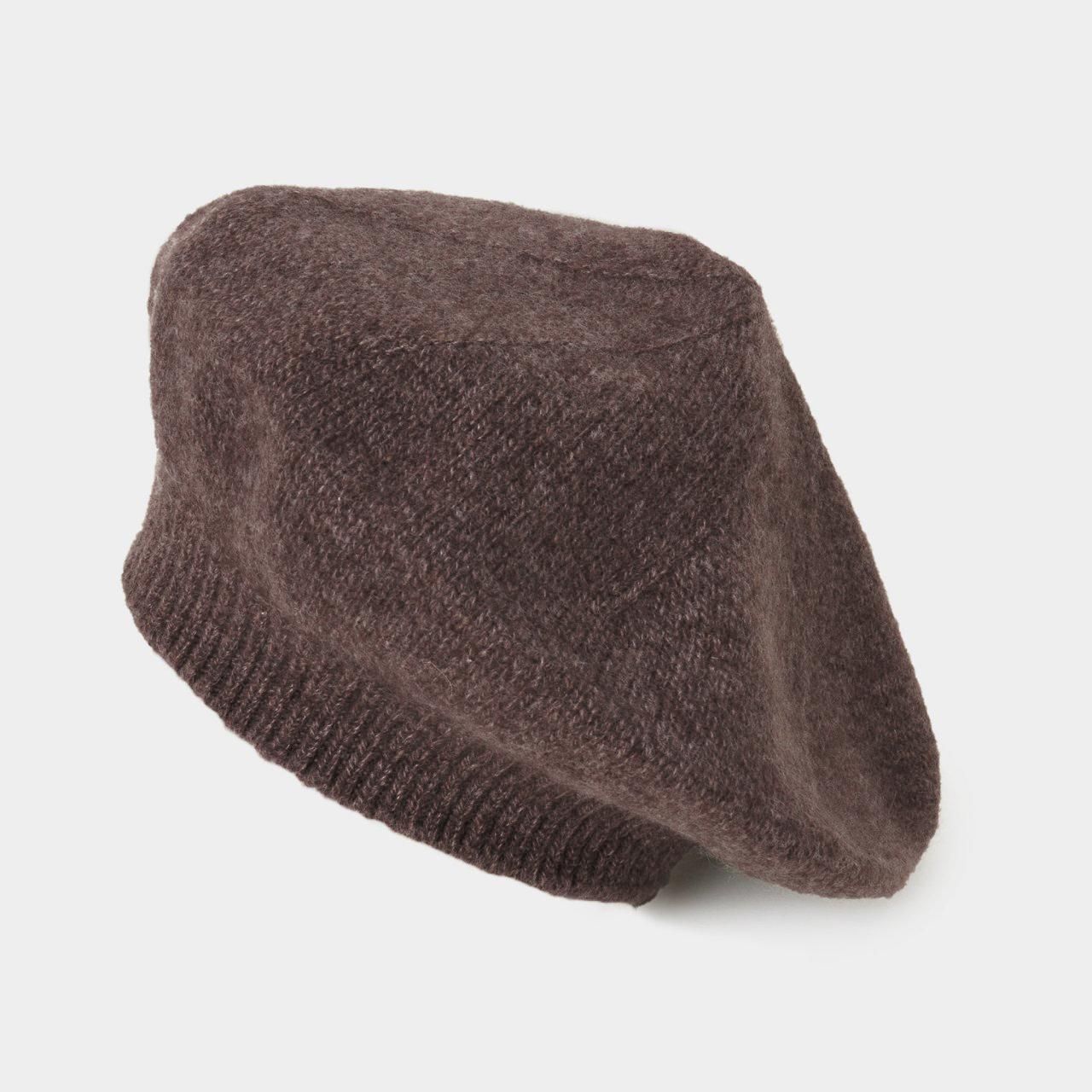 CASHMERE  BERET<BR>KHAKI MELANGE