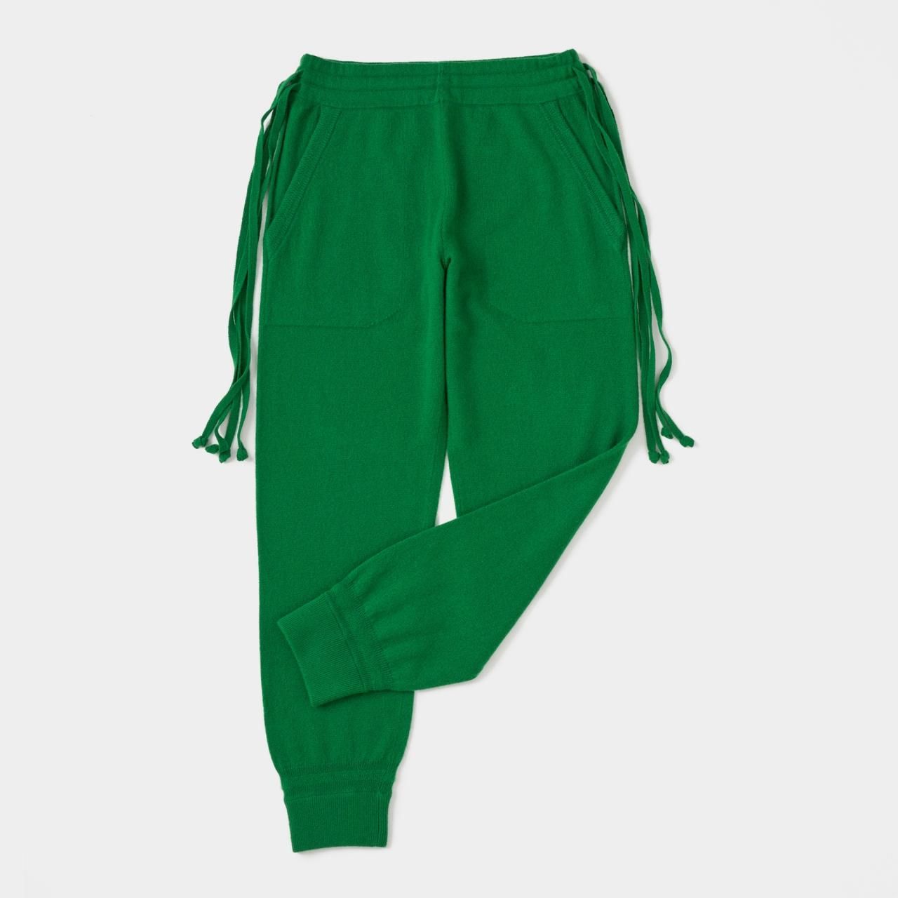 CASHMERE BASIC BOYFRIEND PANTS<BR>GREEN