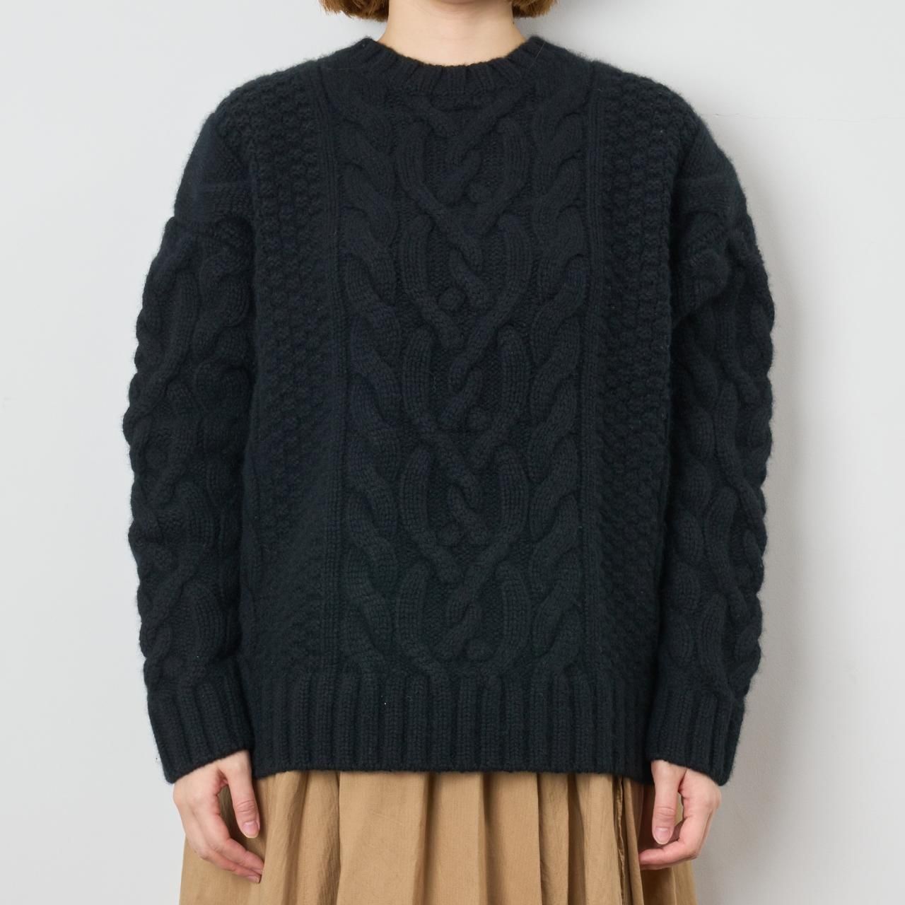 OVERSIZE ARAN KNITBLACK - maisoncarree