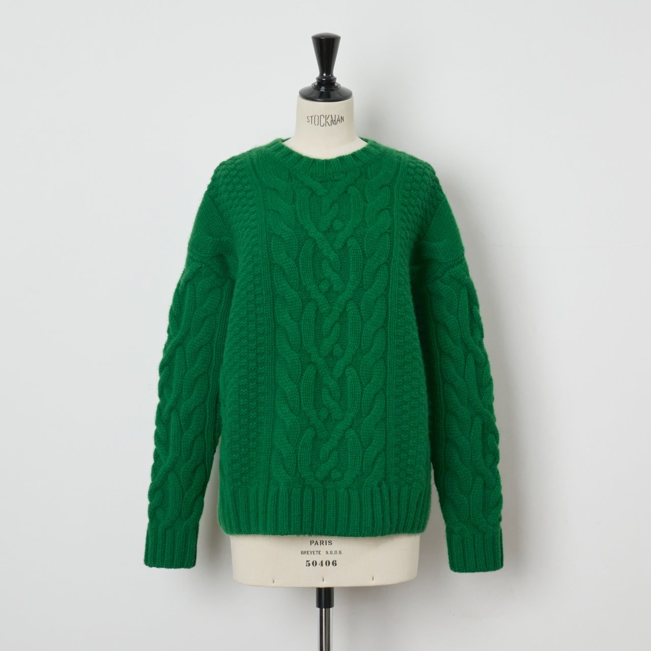 OVERSIZE ARAN KNIT<BR>GREEN