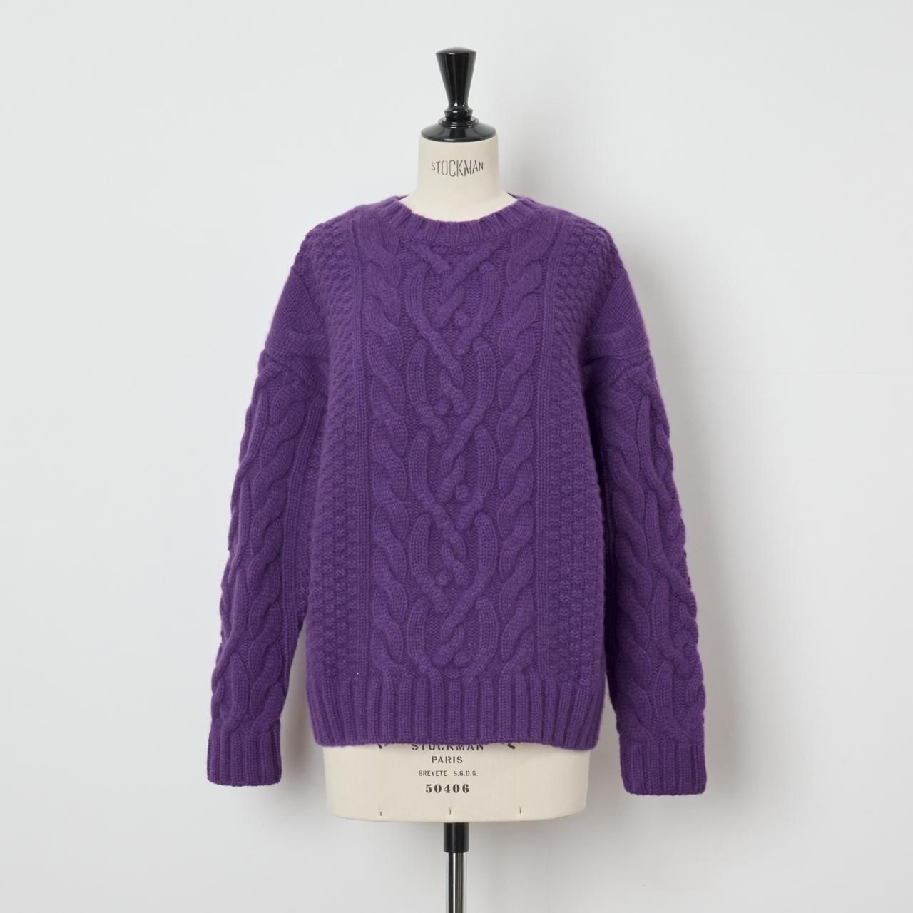 OVERSIZE ARAN KNIT<BR>PURPLE