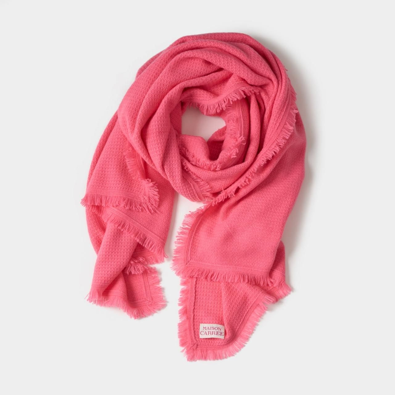 CASHMERE FRINGE STOLE<BR>PINK