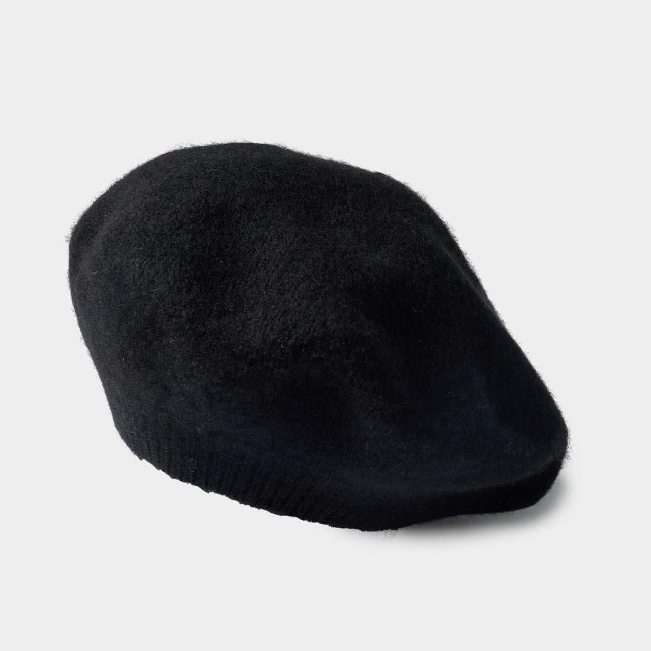 CASHMERE MILKY WAY BERET<BR>BLACK