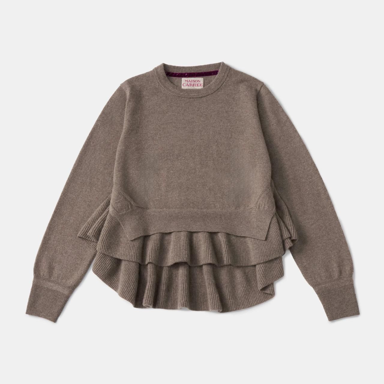 CASHMERE FRILL KNIT<BR>SAND BEIGE