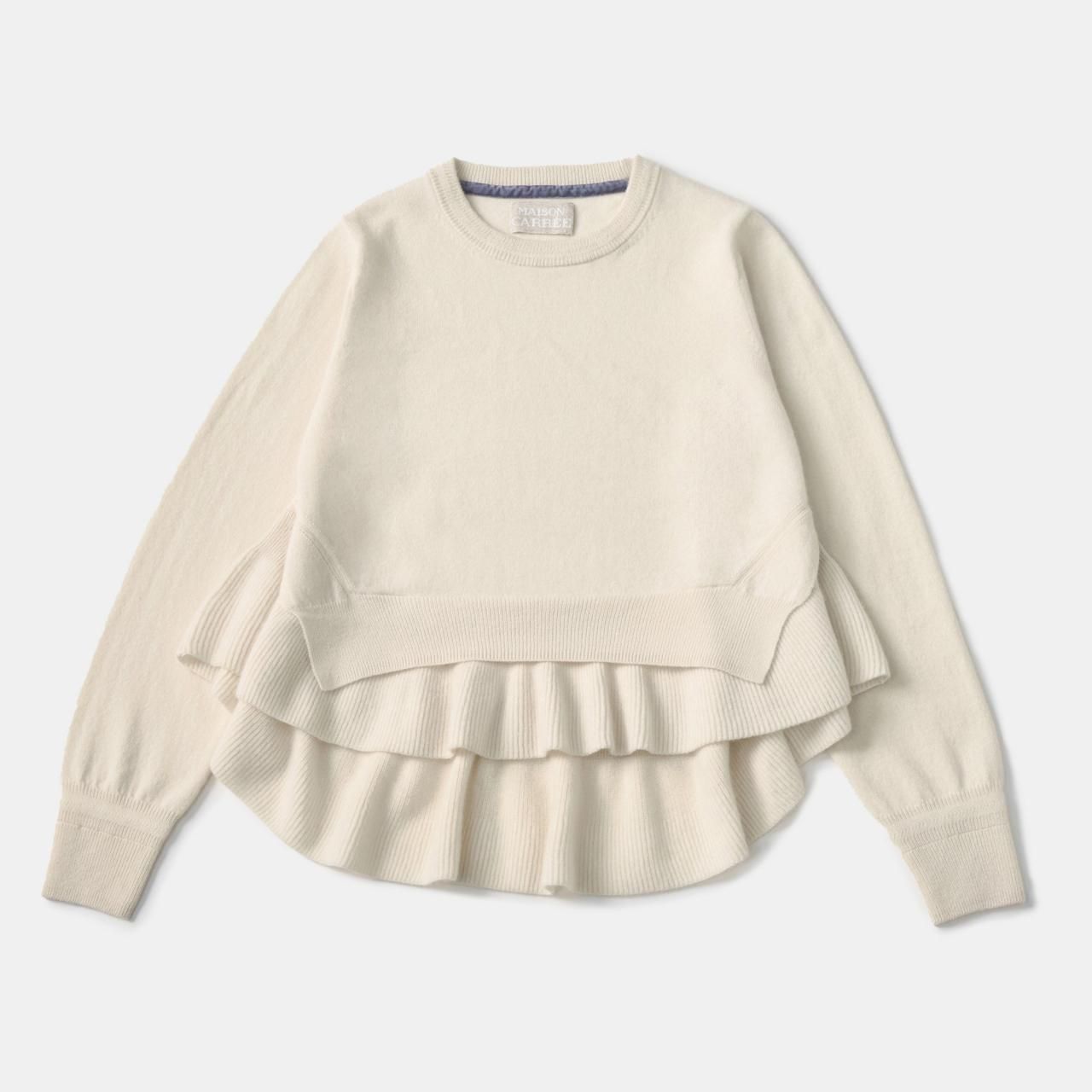 CASHMERE FRILL KNIT<BR>IVORY
