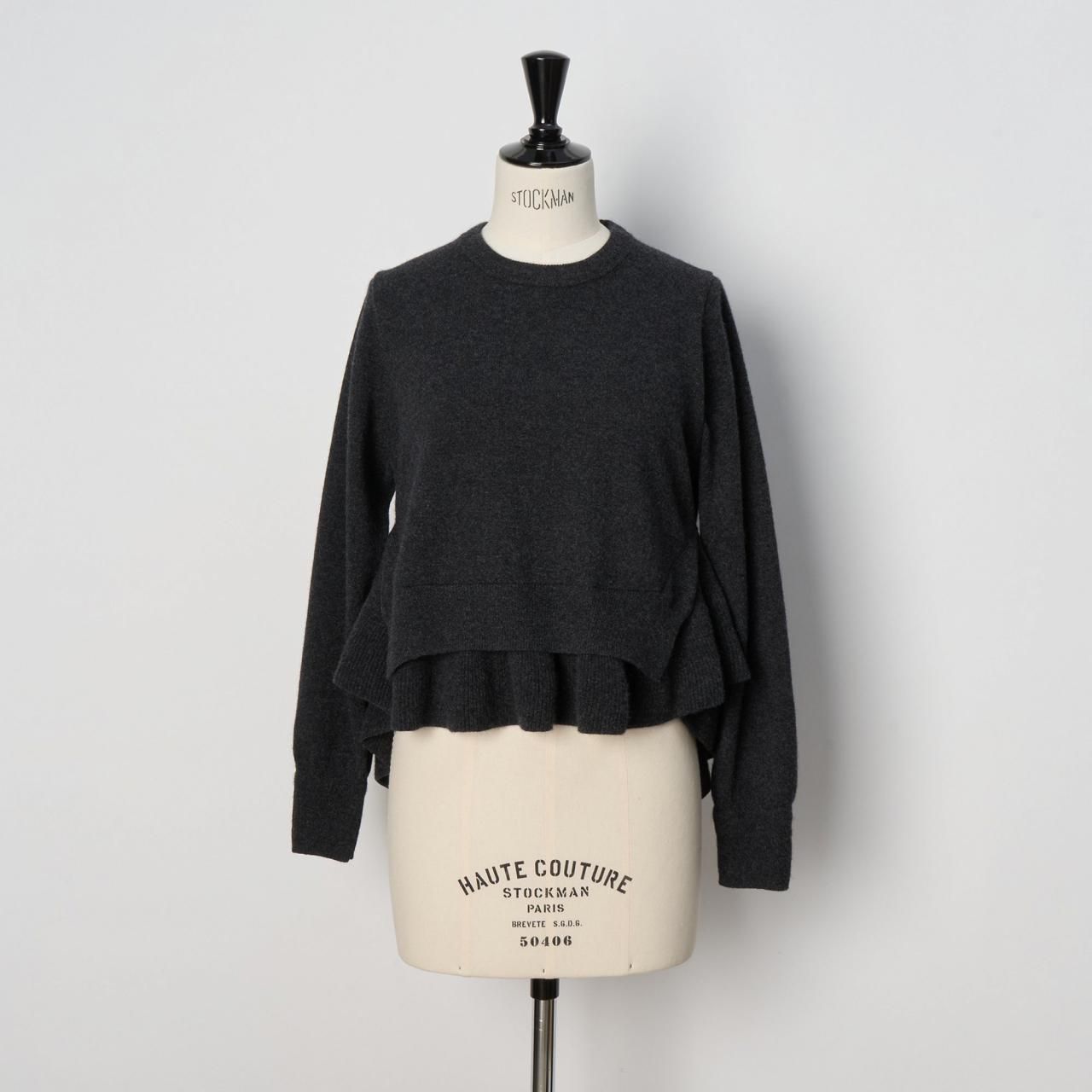 CASHMERE FRILL KNITCHARCOAL - maisoncarree