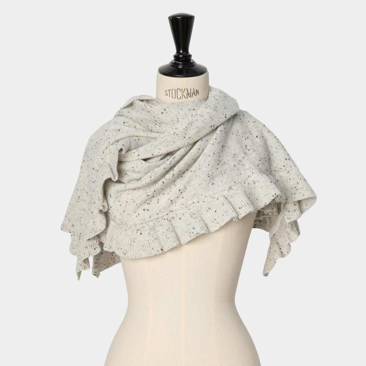 CASHMERE FRILL STARDUST STOLE 180<BR>WHITE