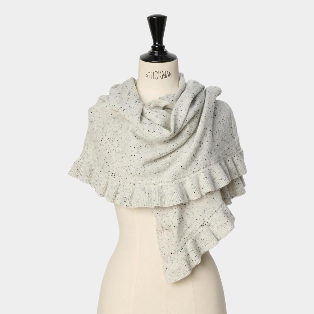 CASHMERE FRILL STARDUST STOLE 140<BR>WHITE