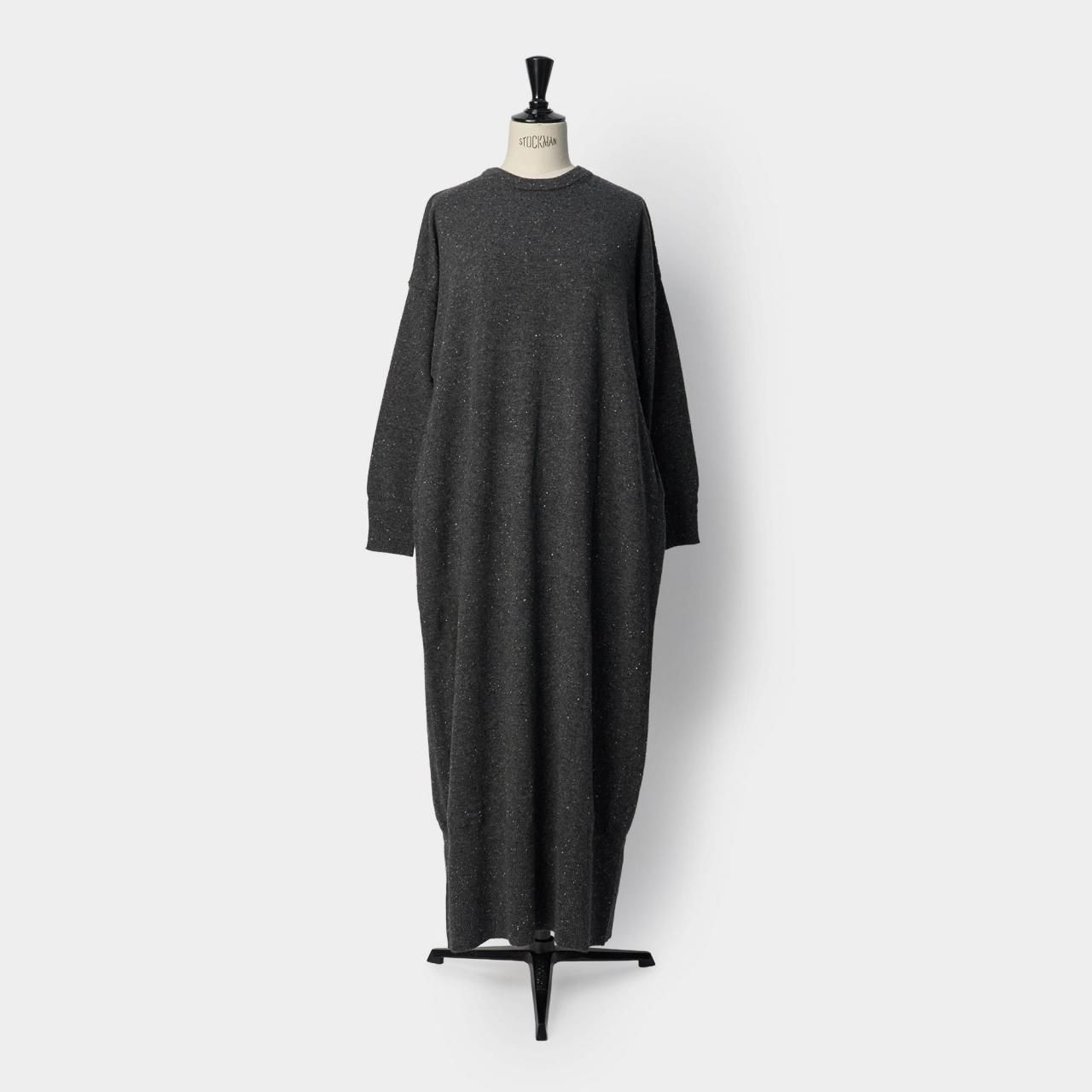 cashmere stardust long one-piece<BR>charcoal