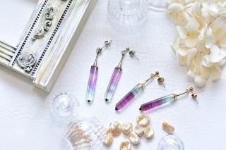 クリスタルポイント×フローライト 【耳飾り】