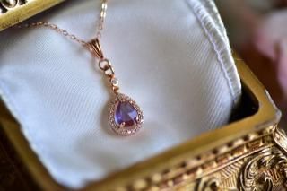 Rosecut pearAnt.Saphiretåԥ󥯥ɥ顼 ͥå쥹sterling silver