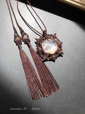 ローズクォーツ マクラメネックレス - macrame Art Astara