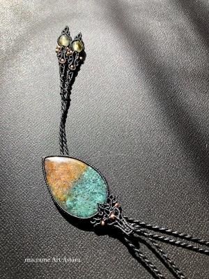モスアゲート マクラメネックレス - macrame Art Astara