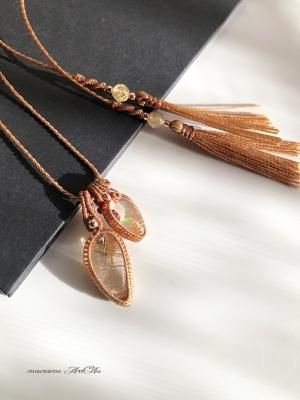 きら　オパールのマクラメネックレス ボルダーオパール マクラメネックレス ネックレス・ペンダント