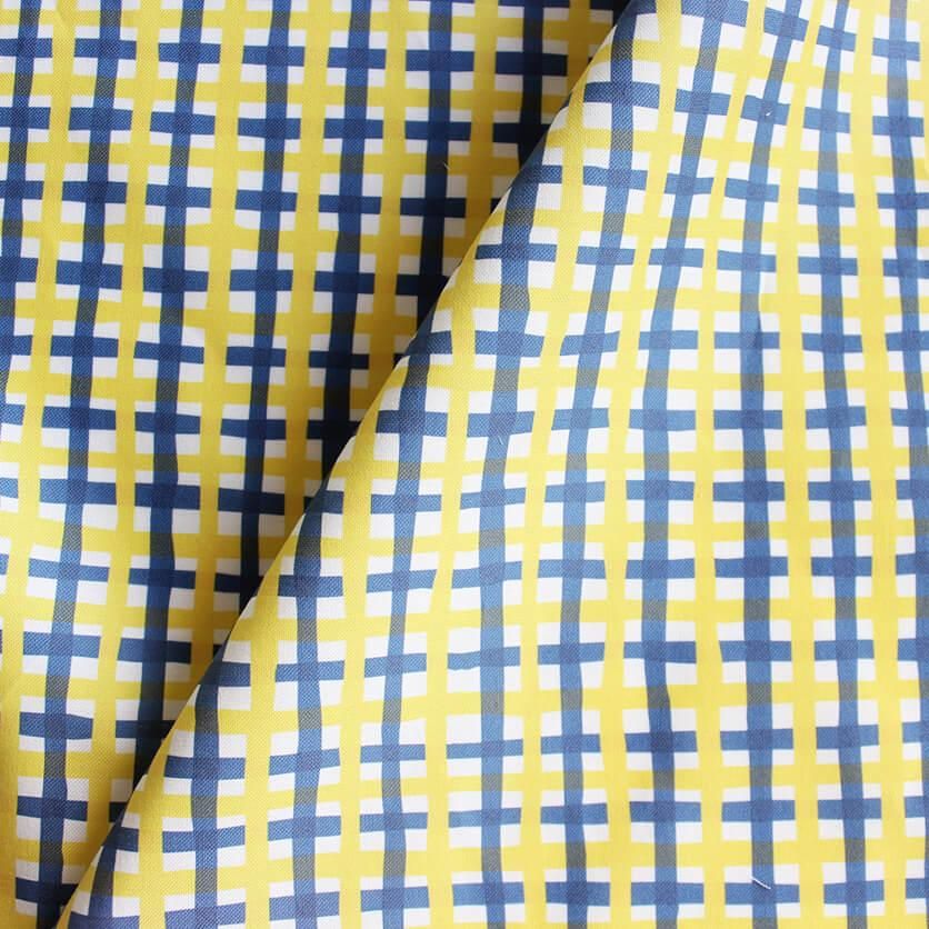 ゆらゆらチェック（イエロー×ブルー） - 生地と型紙の通販サイト