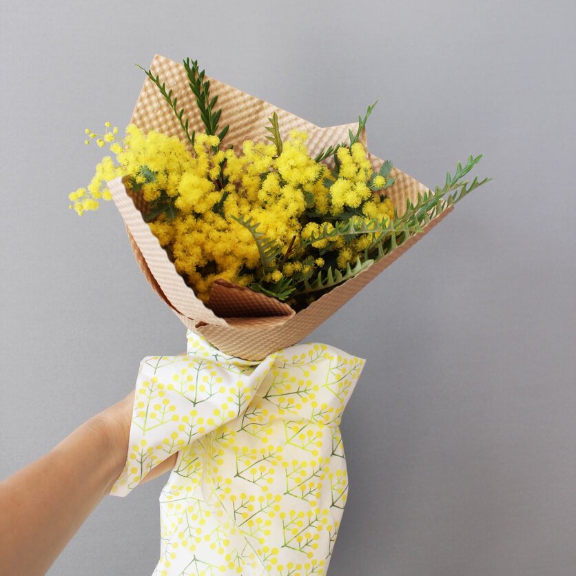ミモザの花束 Mini ホワイト 布 生地の通販サイト Nunocoto Fabric