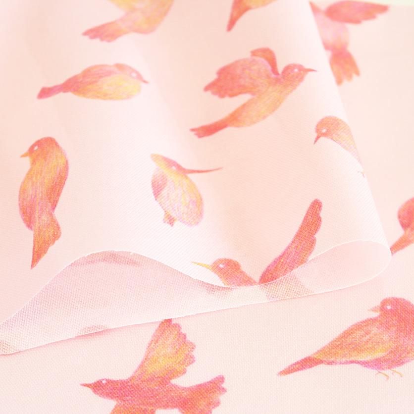 どこかの小鳥（ピンク） - 生地と型紙の通販サイト：nunocoto fabric