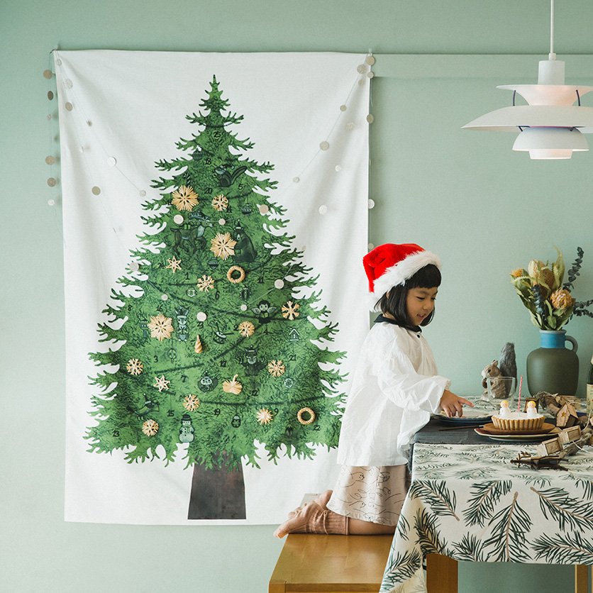 クリスマスツリータペストリー（大）：さこももみ | nunocoto fabric