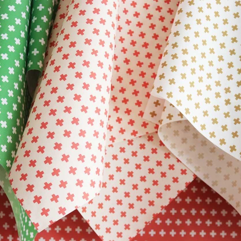 クロス（小・生成り×レッド） - 生地と型紙の通販サイト：nunocoto fabric