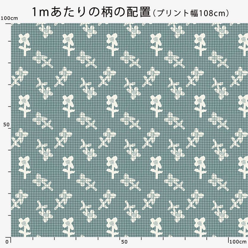 hana check（オレンジピンク）北欧・花柄- 布・生地の通販サイト：nunocoto fabric