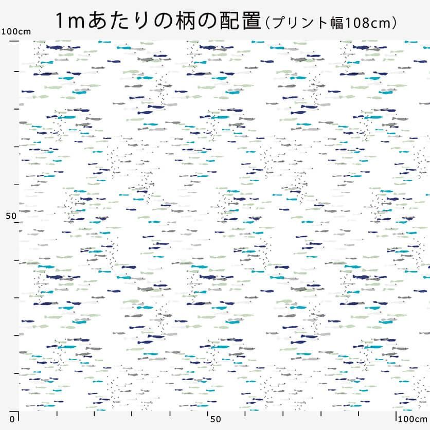 swim fish（ホワイト×ブルー）さかな柄- 布・生地の通販サイト