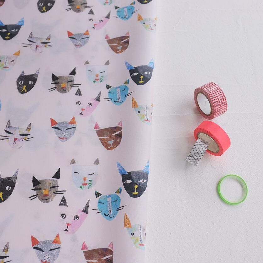 Cat（シアーピンク）猫柄- 布・生地の通販サイト：nunocoto fabric