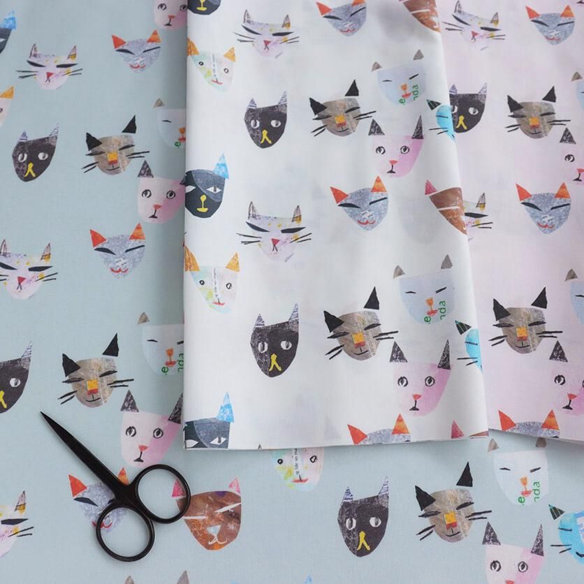 Cat（シアーピンク）猫柄- 布・生地の通販サイト：nunocoto fabric