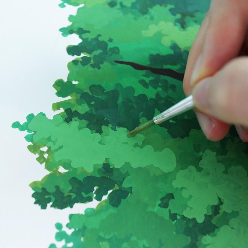 「こぶたさん様」ペーパーご確認 冬の風景と青のツリー クリスマスツリータペストリー（小）：マーク・マーティン
