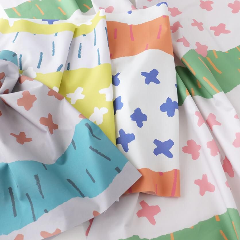 hana ame stripe（オレンジ×ホワイト）北欧・花柄- 布・生地の