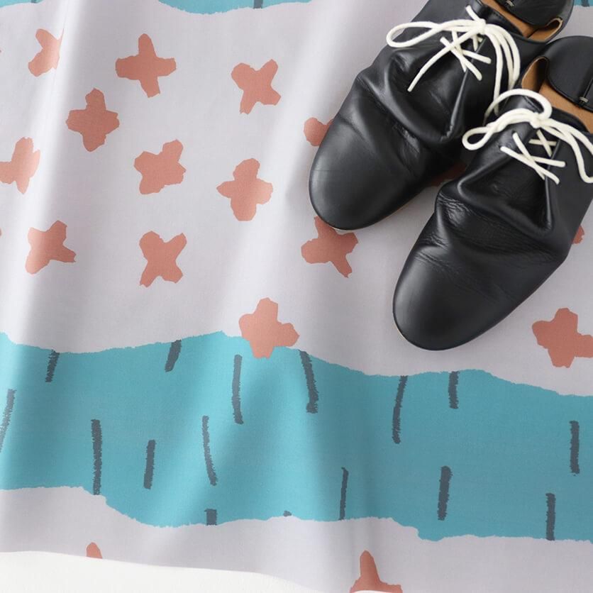 hana ame stripe（ブルーグレー×サンド）北欧・花柄- 布・生地の通販