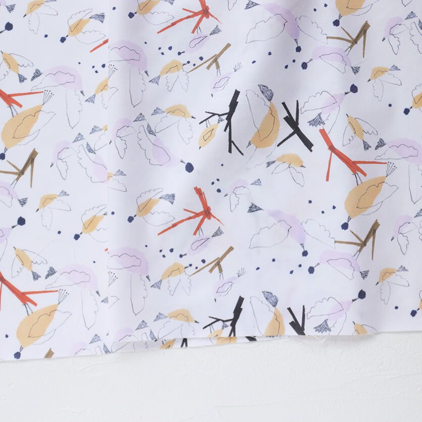 fabric　Freedom（ホワイト）鳥・北欧柄-　布・生地の通販サイト：nunocoto