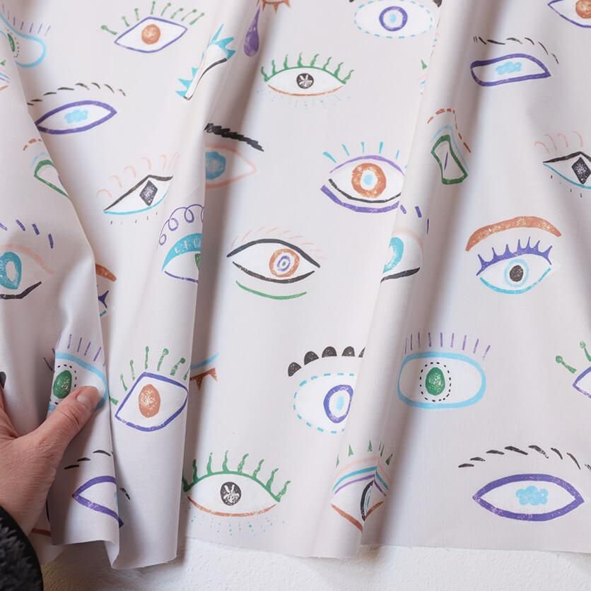 め・め・め（ブルー） - 生地と型紙の通販サイト：nunocoto fabric
