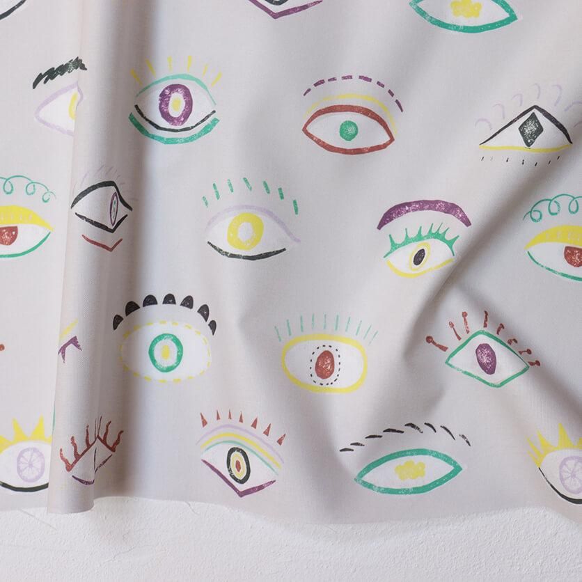 め・め・め（ブルー） - 生地と型紙の通販サイト：nunocoto fabric