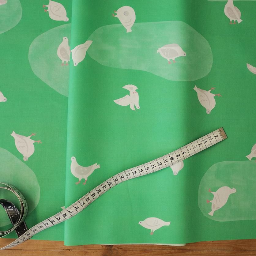 はとぽっぽ（グリーン）鳥・はと柄- 布・生地の通販サイト