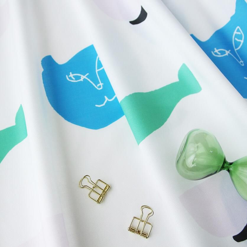 猫とともだち（ブルー×ピンク）魚・猫柄- 布・生地の通販サイト