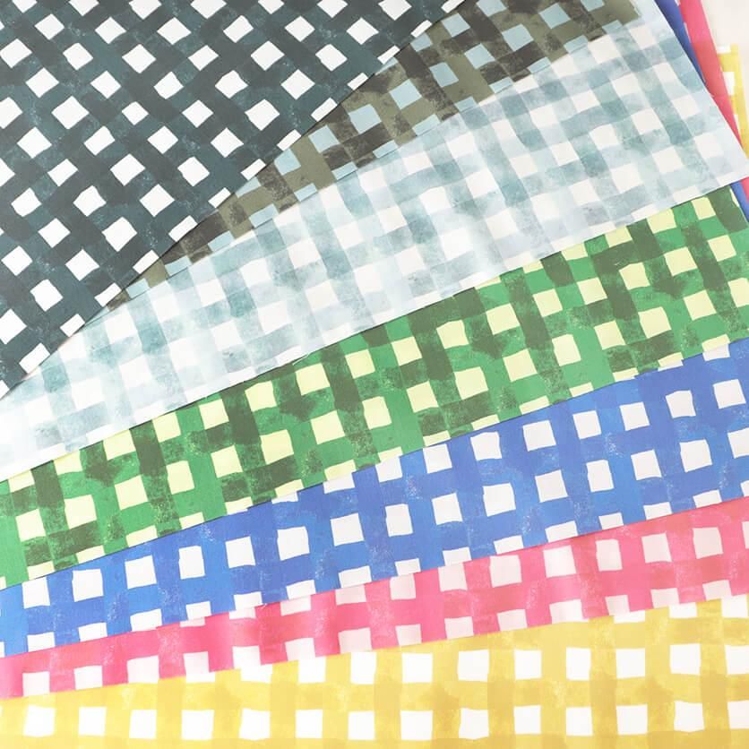 生地確認ページ　チェック　ストライプ Blue check&stripe チェック・ストライプ柄- 布・生地の通販