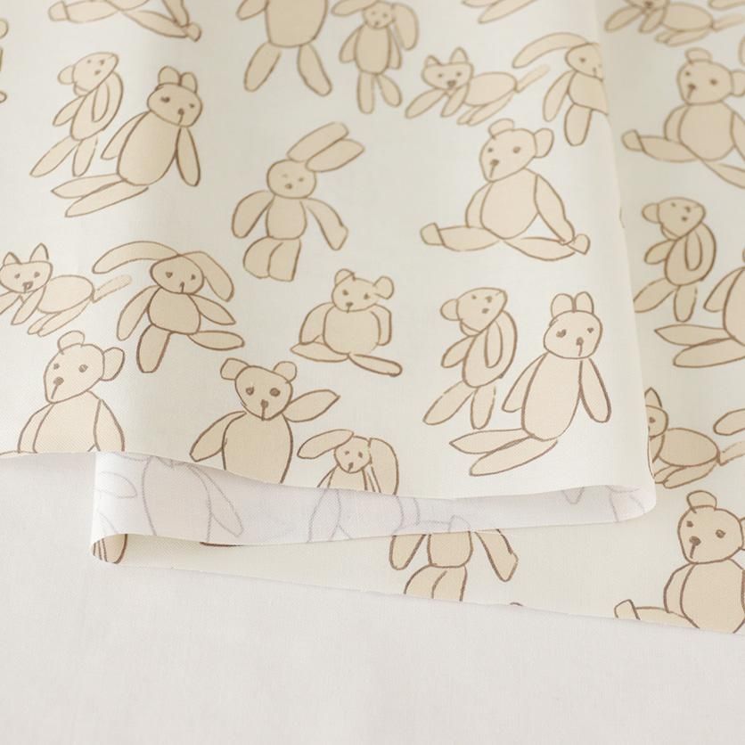 ぬいぐるみ(アイボリー)うさぎ・くま・ねこ柄- 布・生地の通販 ぬいぐるみ(アイボリー)うさぎ・くま・ねこ柄- 布・生地の通販
