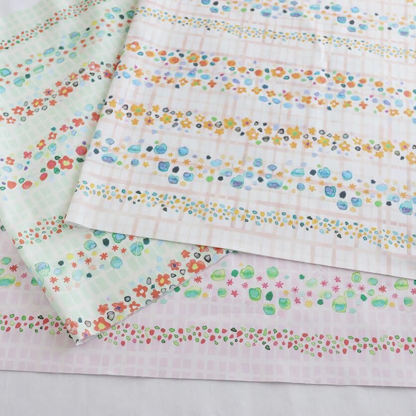 花とチェック（ホワイト） - 生地と型紙の通販サイト：nunocoto fabric