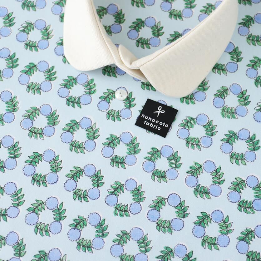 小花のリース（ブルー）花柄- 布・生地の通販サイト：nunocoto fabric