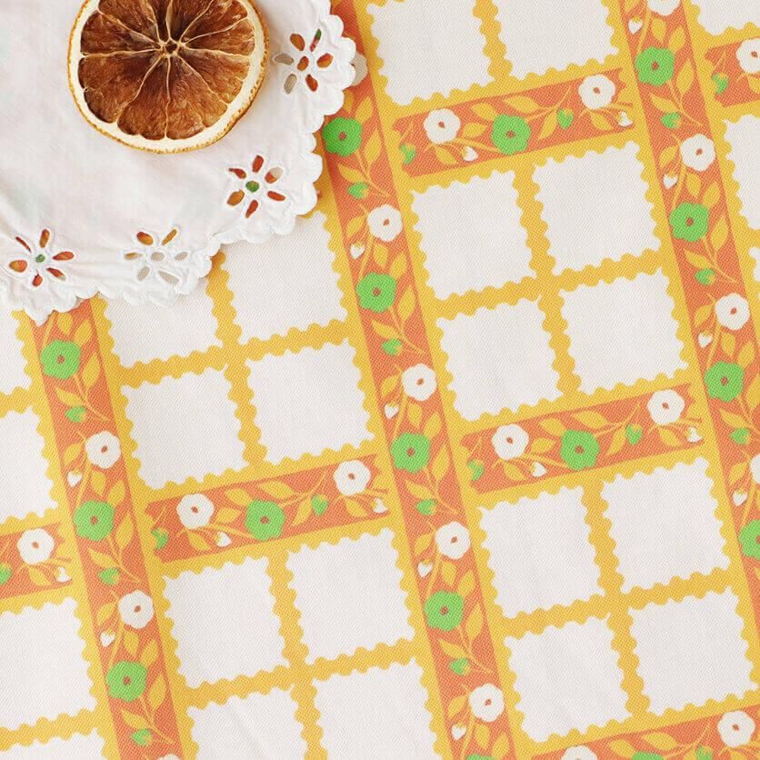 チロリアンテープチェック（オレンジ）チェック・花柄- 布・生地の通販